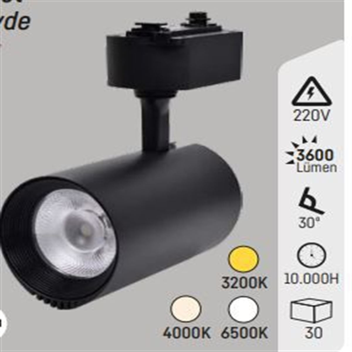 40W RAY SPOT SİYAH KASA 4000K 1